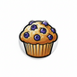 2.25-inch blueberry muffin pinback button with cartoon purple berry topping