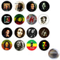 1.25-inch pinback button with circular portrait front and metallic back side
