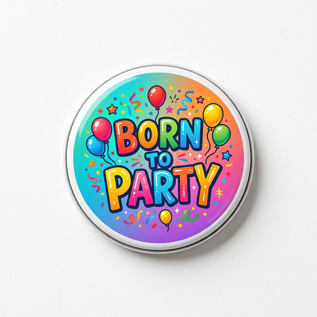 Born To Party Pin Button 2.25-inch