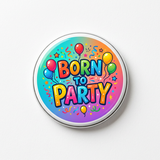 Born To Party Pin Button 2.25-inch