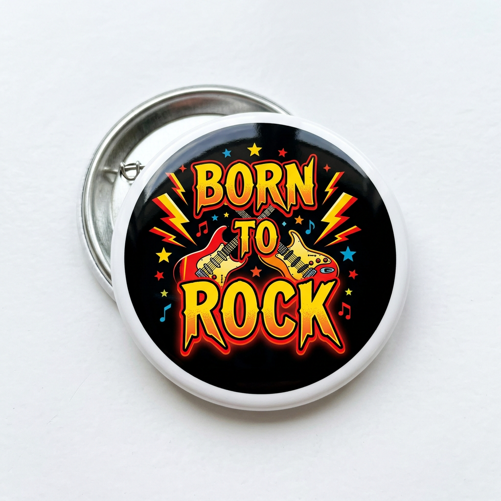 Born to Rock Pin Button 2.25-inch