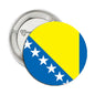 Bosnia Herzegovina flag 2.25-inch round pinback badge, yellow-blue with white stars