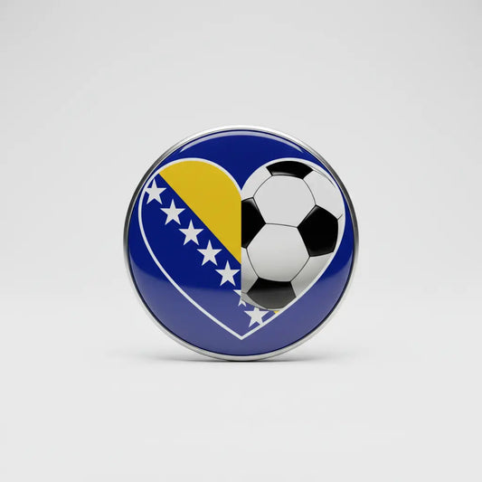 Bosnia-Herzegovina Football Soccer Love Heart Pinback 2.25-inch - My Pinbacks