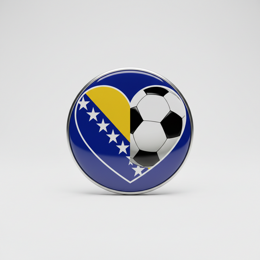 Bosnia-Herzegovina Football Soccer Love Heart Pinback 2.25-inch