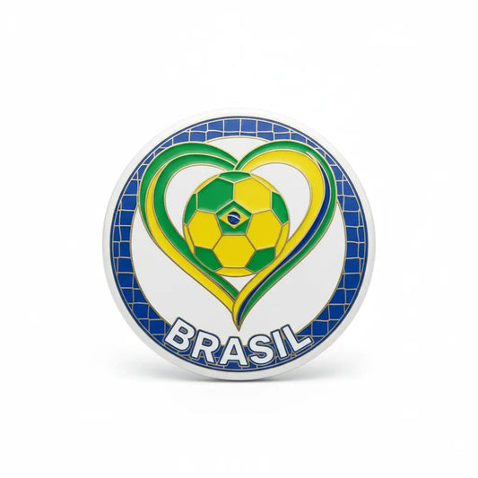 Brazil Football Soccer Love Heart Pinback 2.25-inch - My Pinbacks
