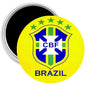 Brazil CBF soccer team magnet, round yellow/green badge with CBF and BRASIL text