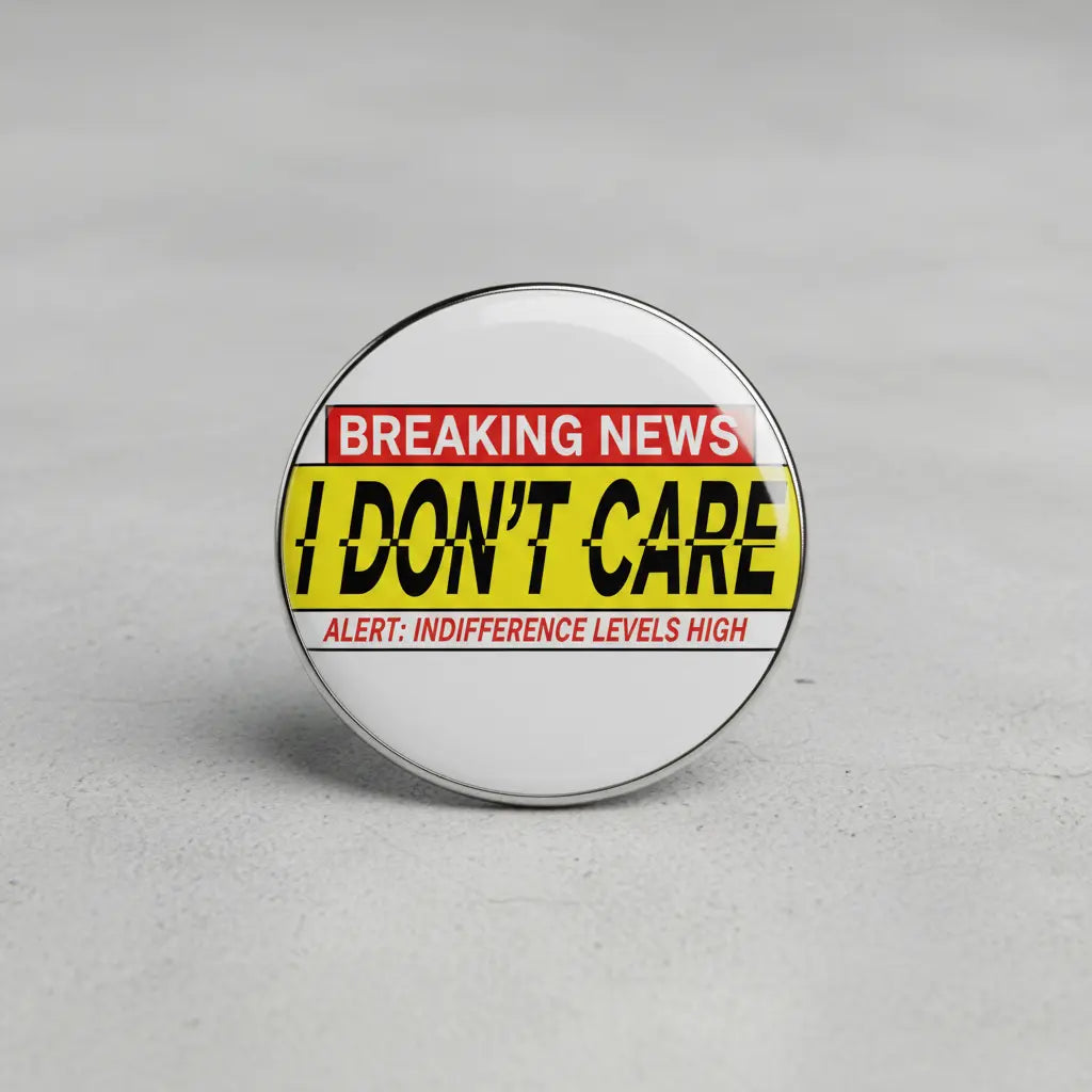 Breaking News I Dont Care Pinback 2.25-inch - My Pinbacks