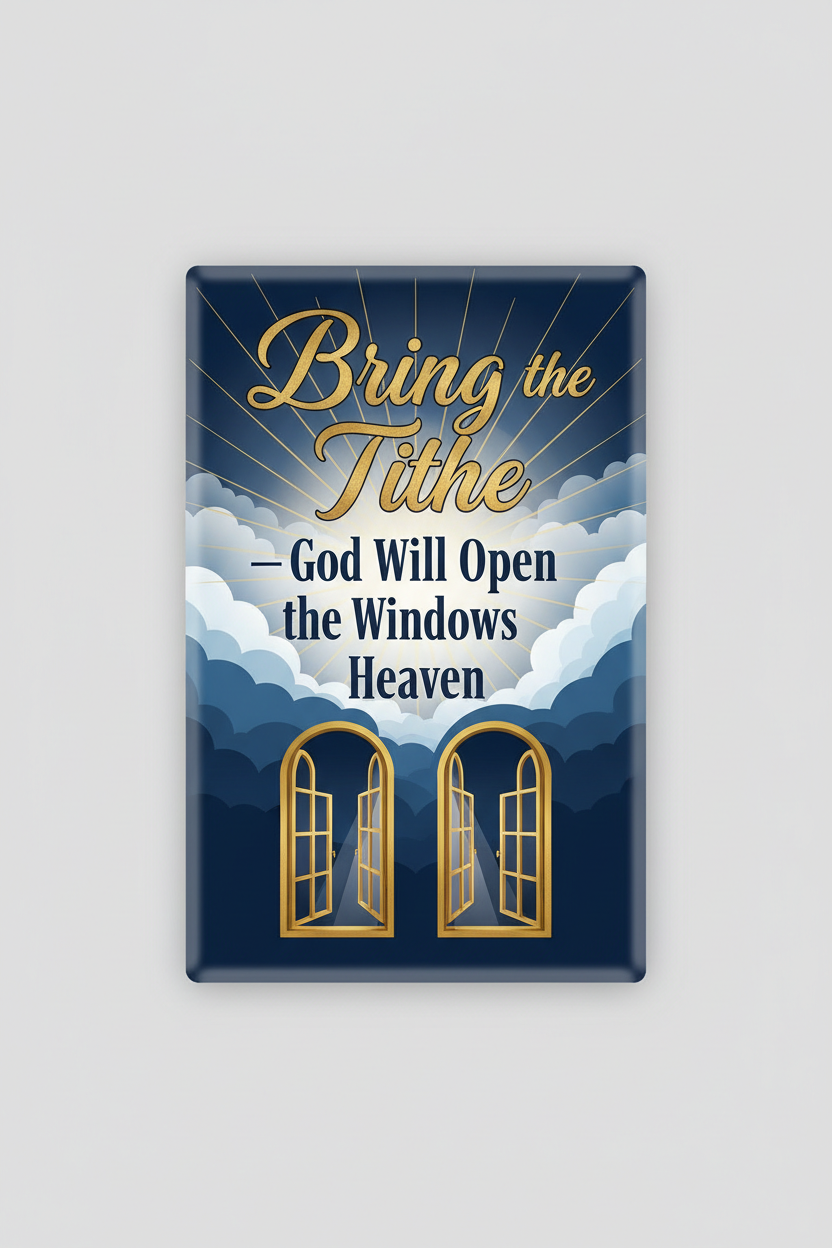 Bring the tithe God will open the windows of heaven Acrylic Fridge Magnetic 3-inch x 4-inch