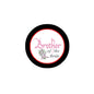 White round pinback button with black border, "Brother of the Bride" text and flowers