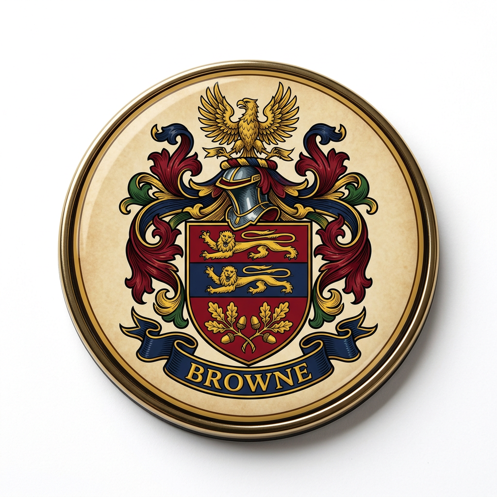 Browne 2 Family Crest Coat Arms Magnet 3-inch