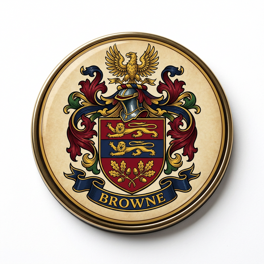 Browne 2 Family Crest Coat Arms Magnet 3-inch