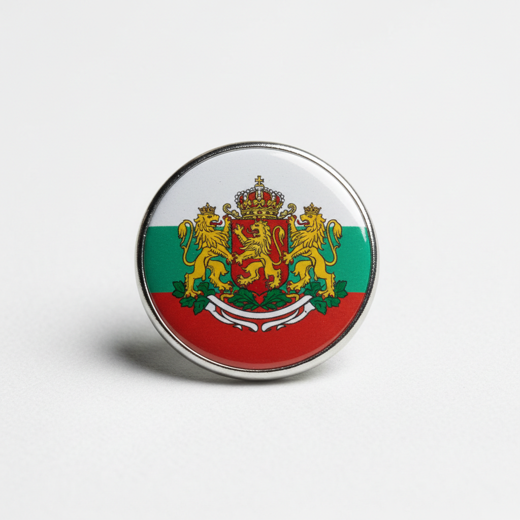Bulgaria Flag Crest Bulgarian Pinback 2.25-inch
