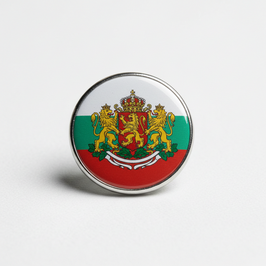 Bulgaria Flag Crest Bulgarian Pinback 2.25-inch