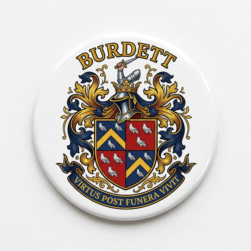 Burdett Family Crest Coat Arms Magnet 3-inch