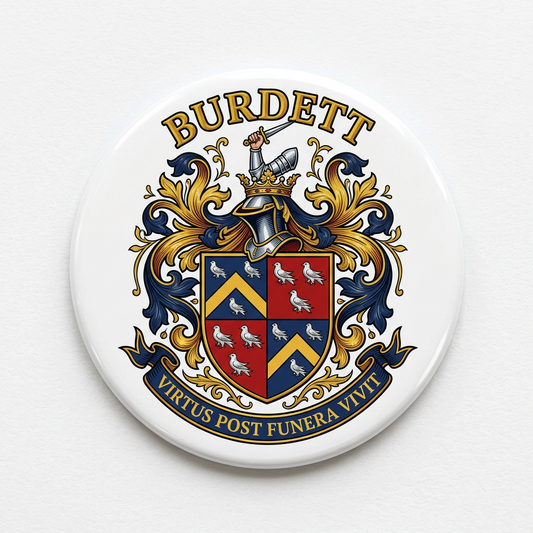 Burdett Family Crest Coat Arms Magnet 3-inch