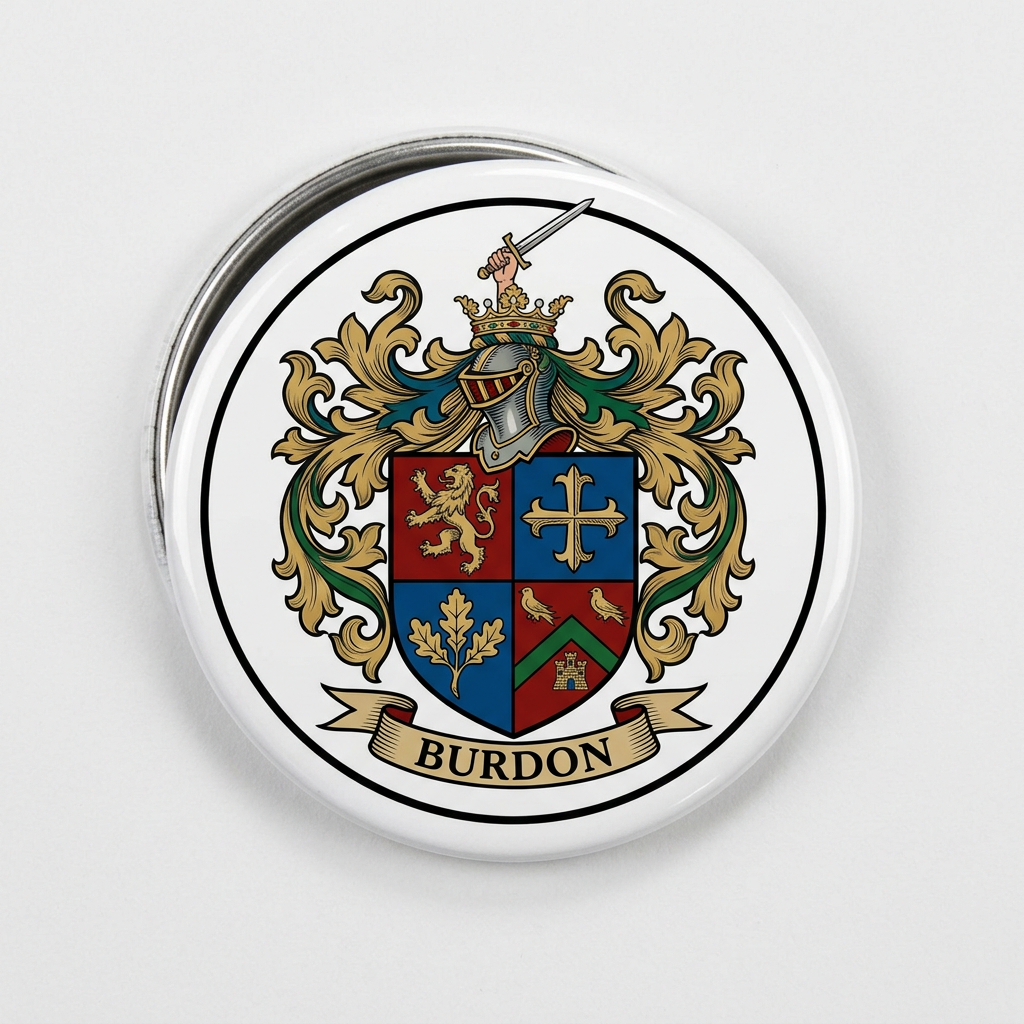 Burdon Family Crest Coat Arms Magnet 3-inch