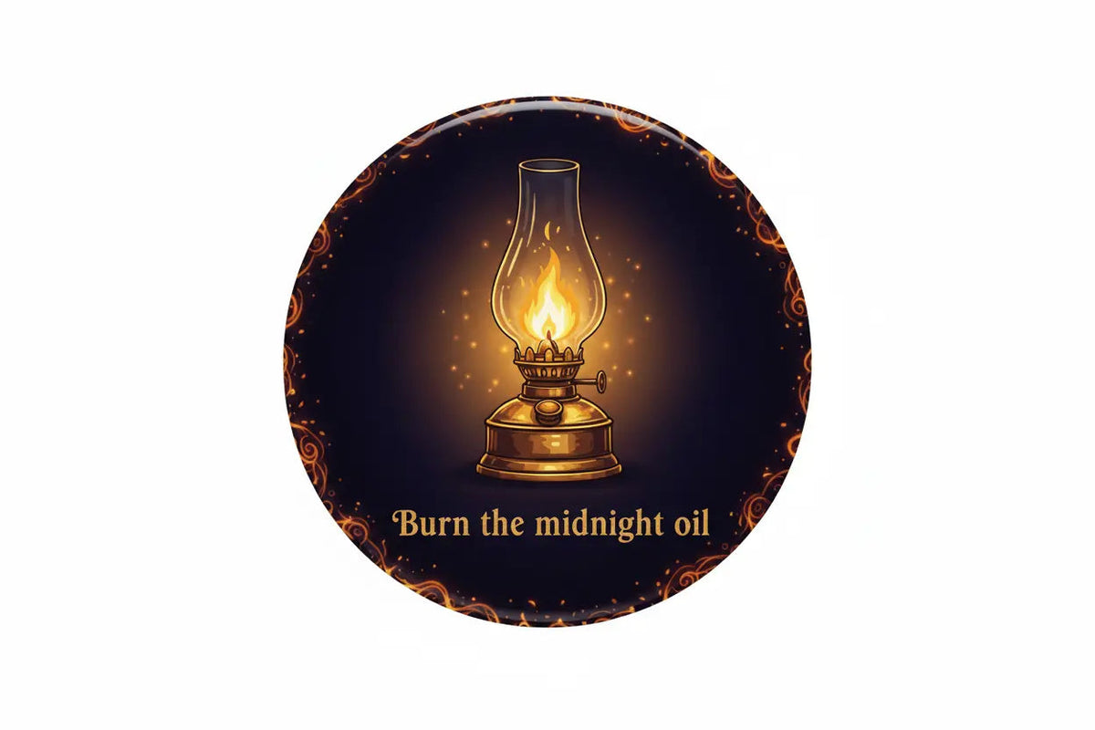 Burn the midnight oil Pin Button 2.25-inch - mypinbacks.com