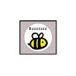 2.25-inch bumble bee pinback button with "Buzzzzzz" text