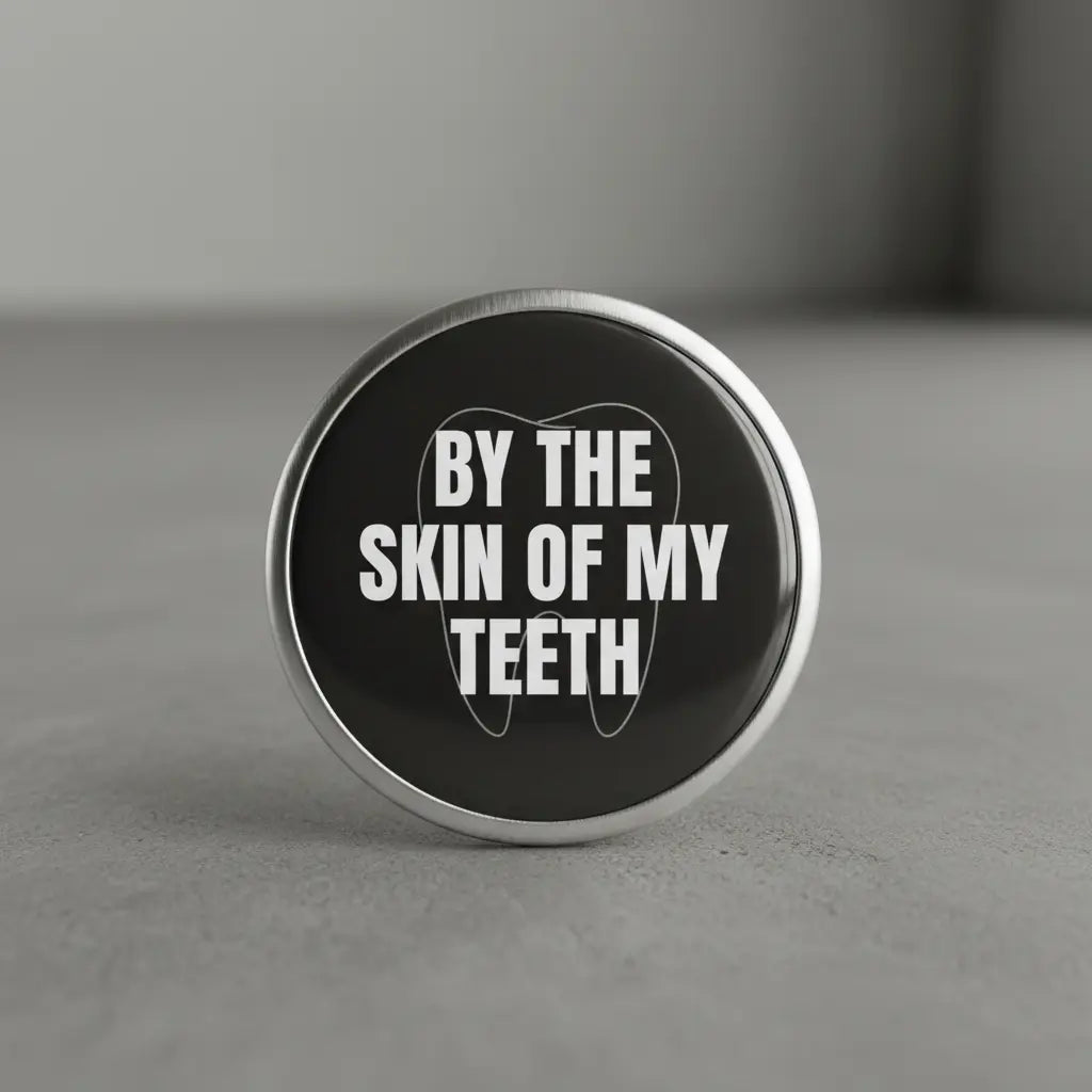 By the skin of your/my teeth Pinback 2.25-inch - My Pinbacks