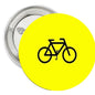 2.25-inch round pinback brooch: yellow with black bicycle icon