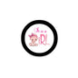 Round button pinback with black rim; pink baby girl graphic and “It is a GIRL” text