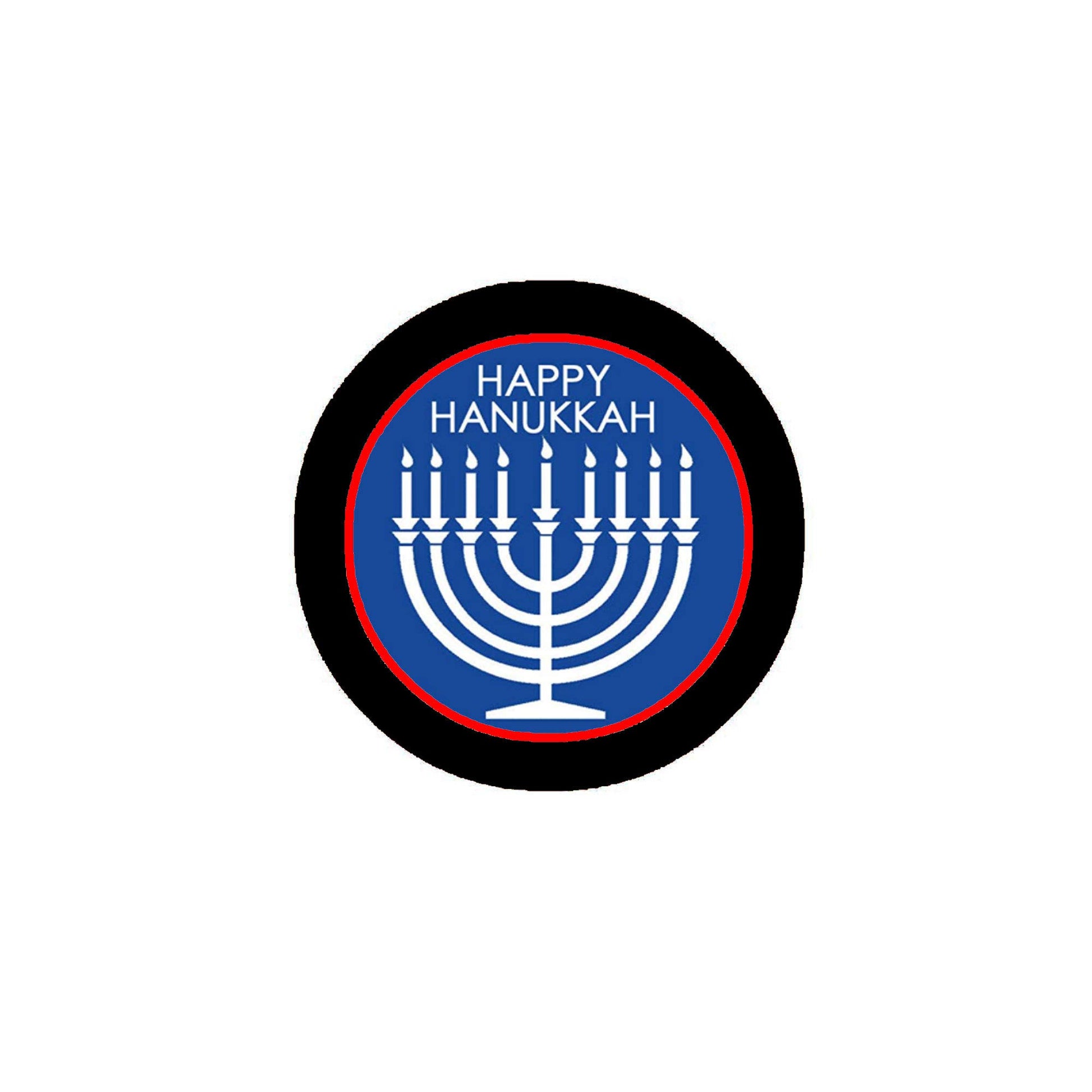 Happy Hanukkah Jewish Celebration Pinback Badge 2.25-inch Blue Default Title