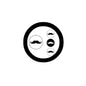Moustache pinback button set, black circular border with white center and 4 mustache icons