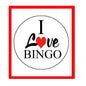 1.25-inch pinback button with “I Love Bingo” text and red heart
