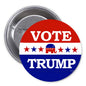 2.25-inch TRUMP vote campaign pinback button with red white blue stars and 'VOTE'