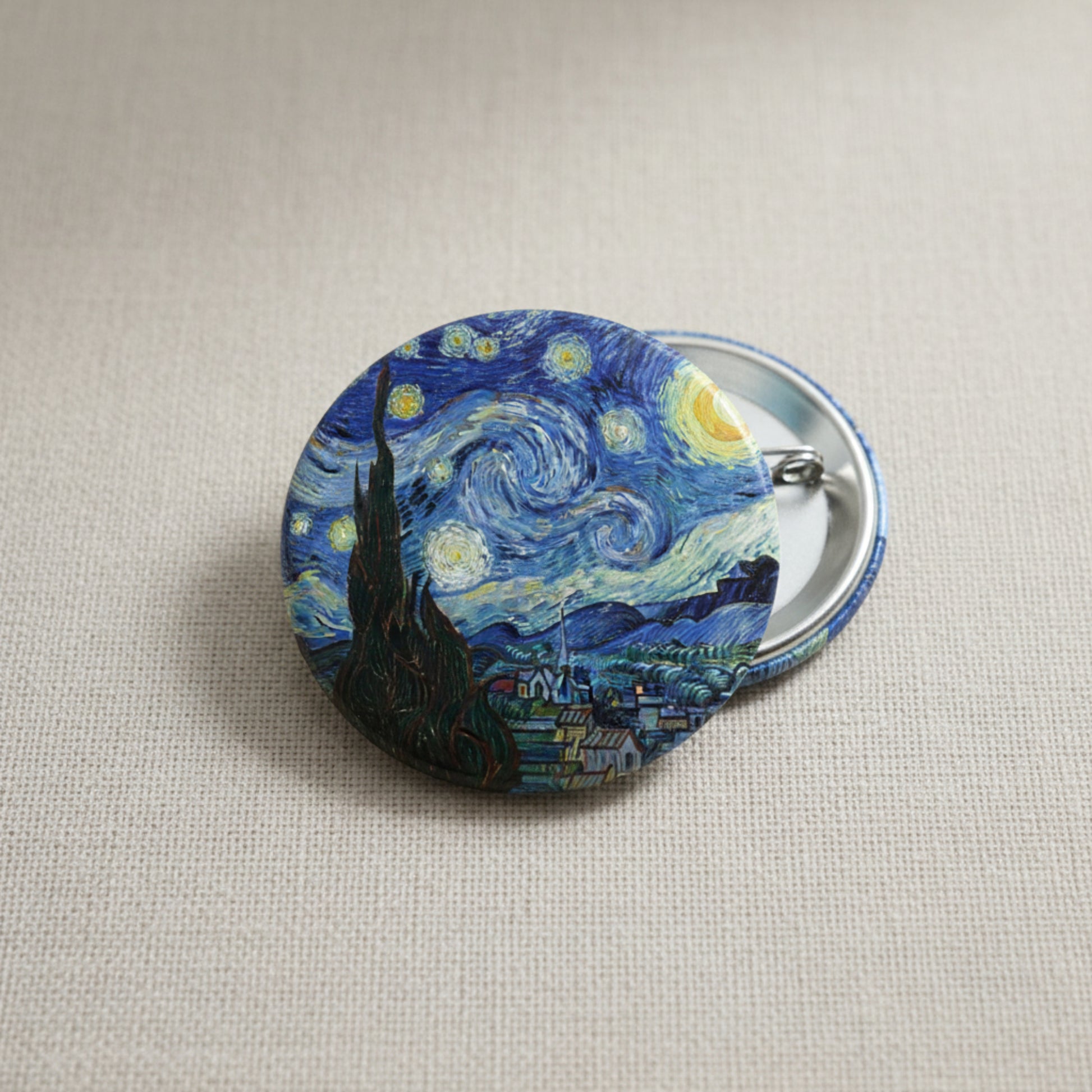 Van Gogh The Starry Night Badge Reels Cute Felt Retractable Badge Reels 1.45-inch Default Title