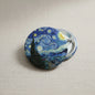 Van Gogh Starry Night felt badge reel with round blue artwork and metal clip