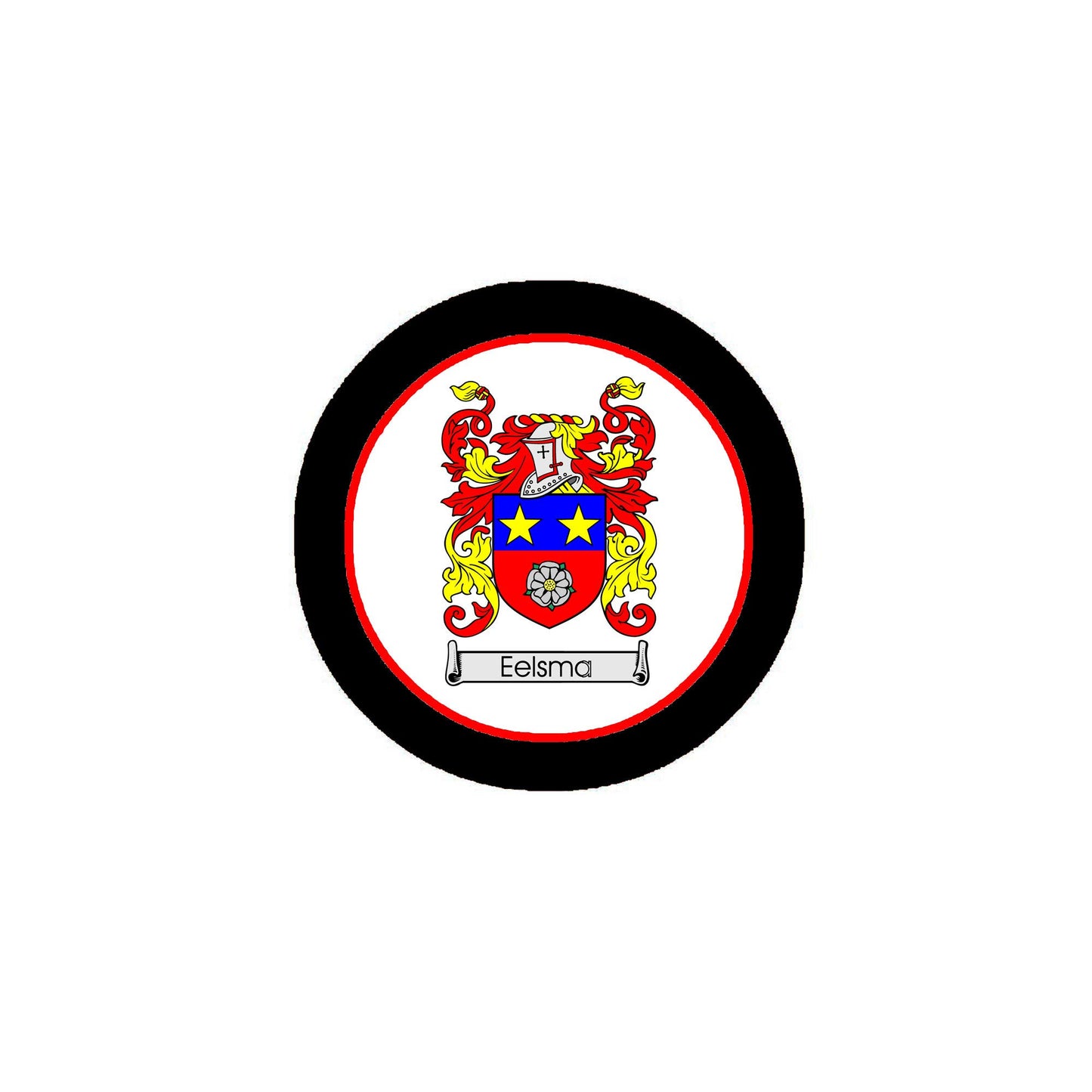 Eelsma 2 Family Crest 3" Coat of Arms Pinback Badge Brooch