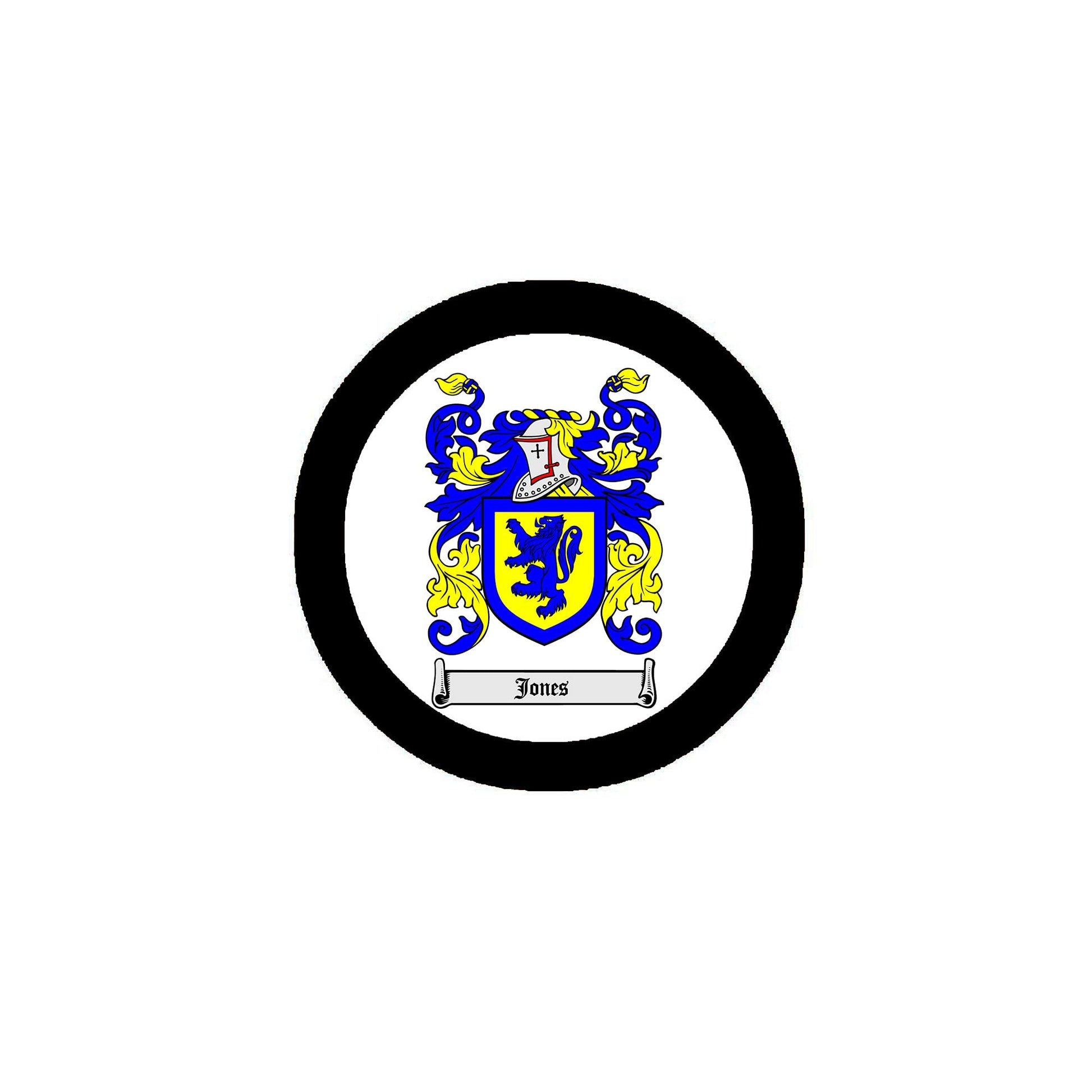 Jones Family Crest 3-inch Coat of Arms Round Pin Back Button Badge Default Title