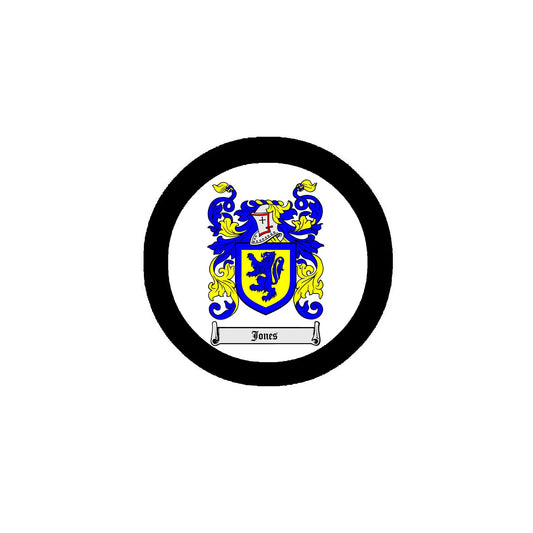 Jones Family Crest 3-inch Coat of Arms Round Pin Back Button Badge Default Title