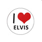 Felt badge reel with circular face showing red heart and black "ELVIS"