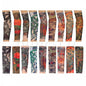 Assorted tattoo sleeves showing varied colorful skull, floral and geometric designs