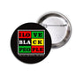 2.25-inch pinback button, round black with colorful "I LOVE BLACK PEOPLE" design