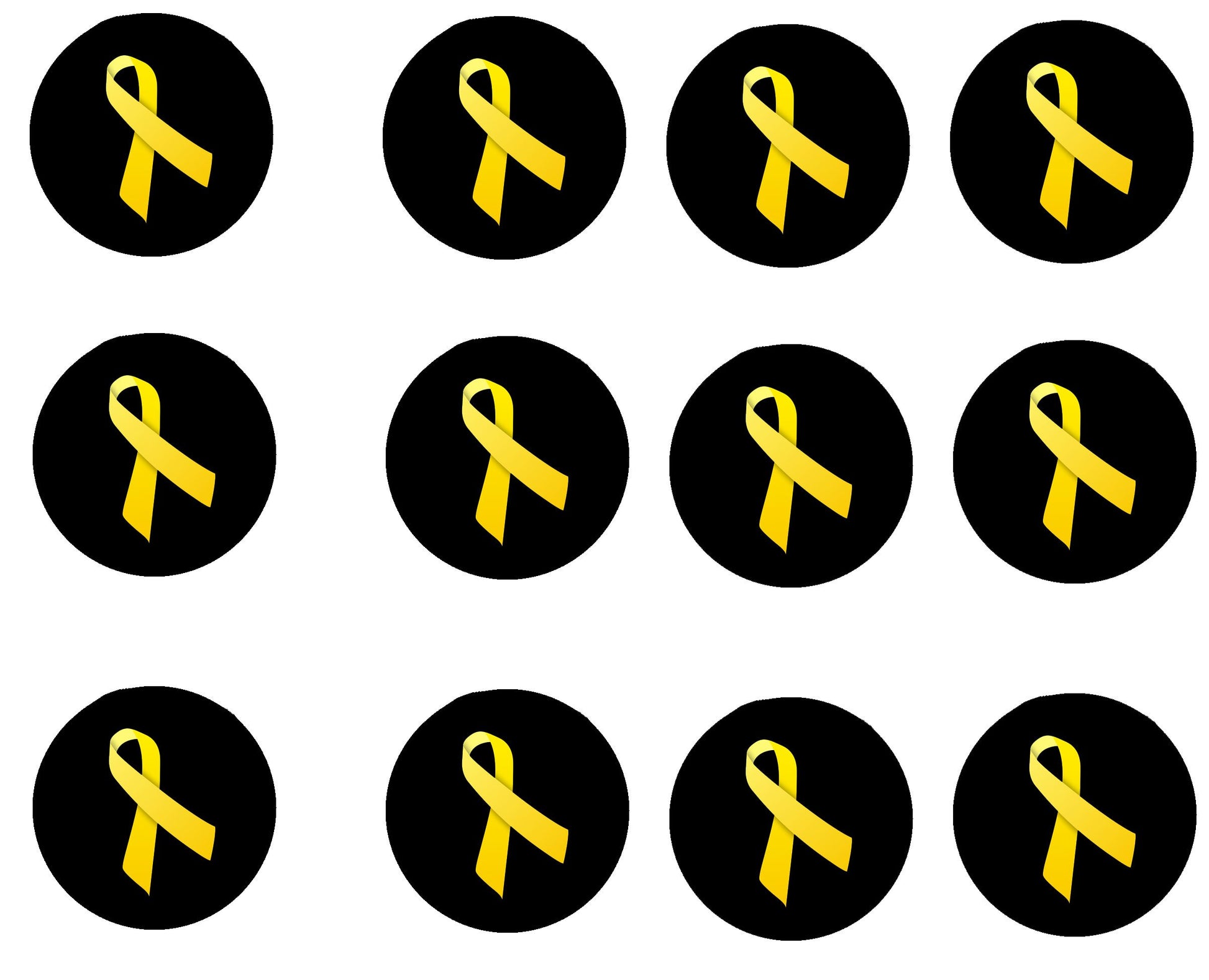 Yellow Ribbon Support our Troops 12 Pcs Set Pinback Button 1.25-inch Default Title