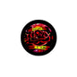 Round rose graphic pinback badge with black border, red rose and “ONE I LOVE” text
