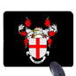 Black mouse pad with white shield and red St George cross and red leaf crest design