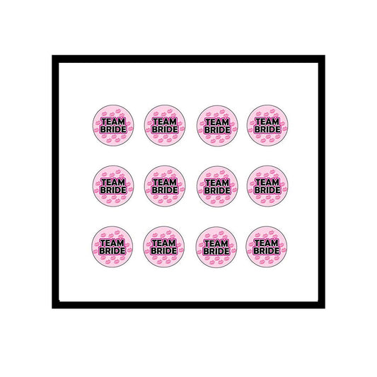 12 Pcs Team Bride Pink Button Pin Drawing Wedding Bachelor Marriage