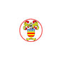 Coat of arms family crest magnet, circular design with red border and shield center