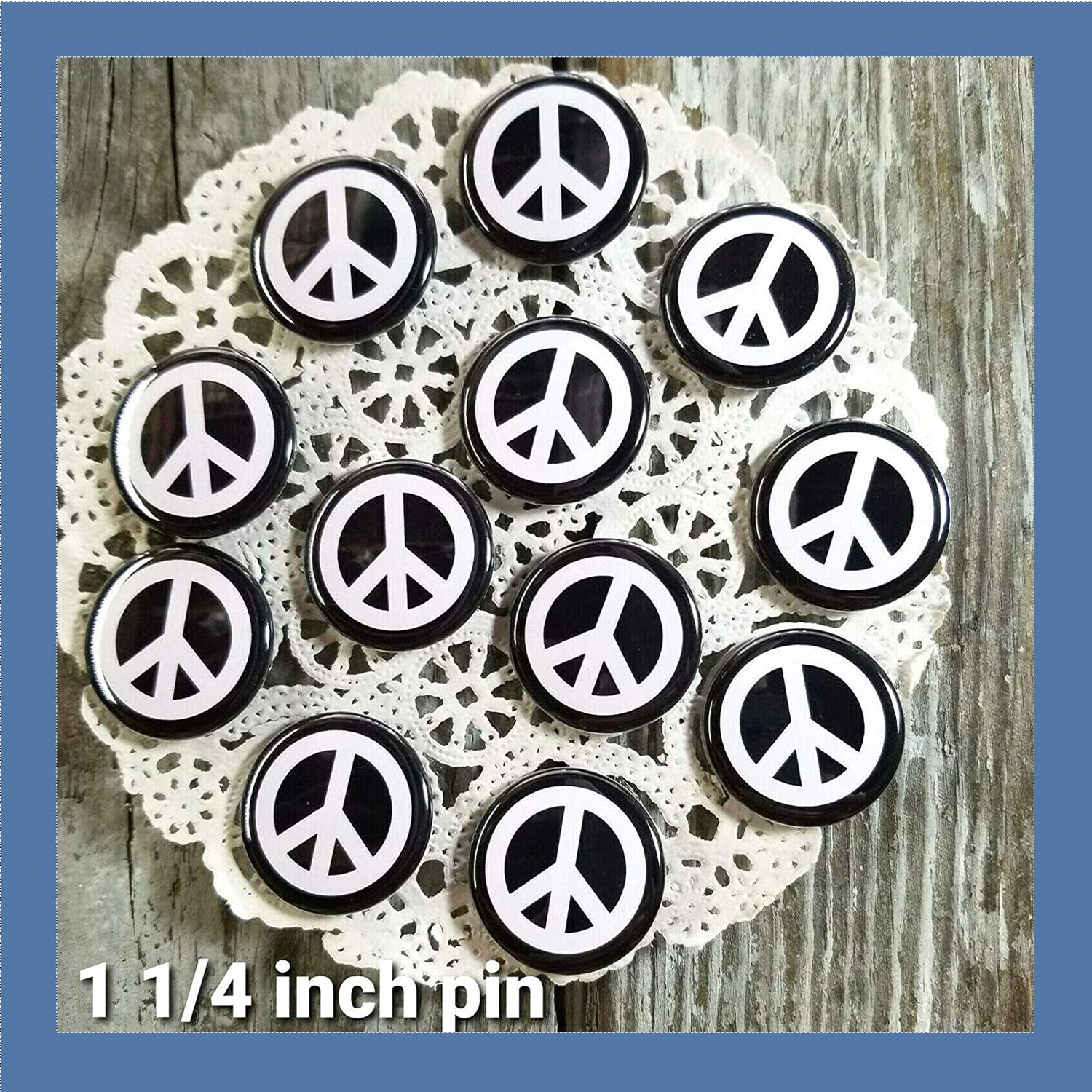 Button Pins 12 New Black Peace Sign Pins 1 1 4 Pinback Buttons USA Mask Flair Bagged Pin Badges Default Title