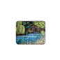 Landscape bridge mousepad with pond and green reeds, rounded rectangular design
