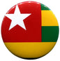 Round Togolese flag pinback button with white star and red-yellow-green stripes