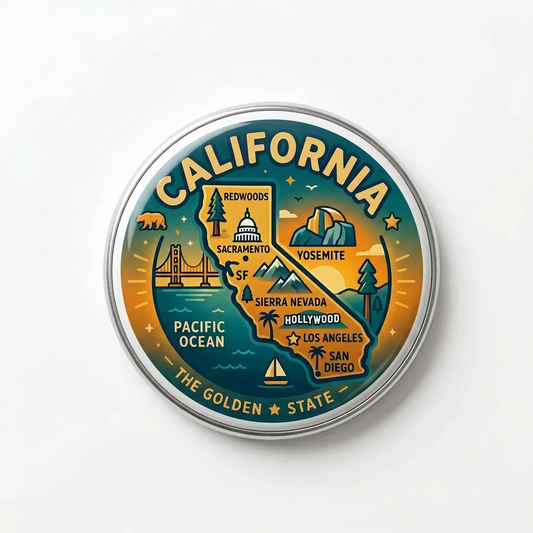 California State Map Illustration Fridge Magnet 2.25-inch