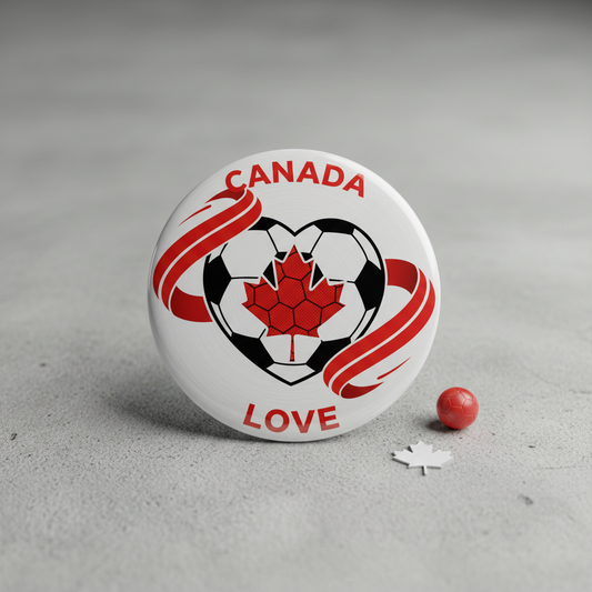 Canada Football Soccer Love Heart Pinback 2.25-inch
