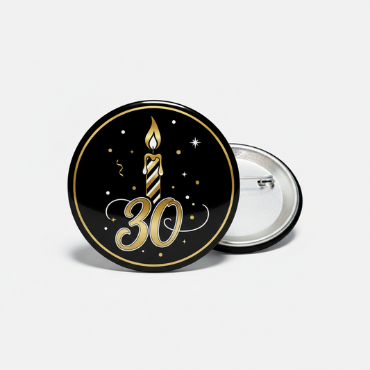 Candle 30th Birthday Pinback 2.25-inch mypinbacks.com