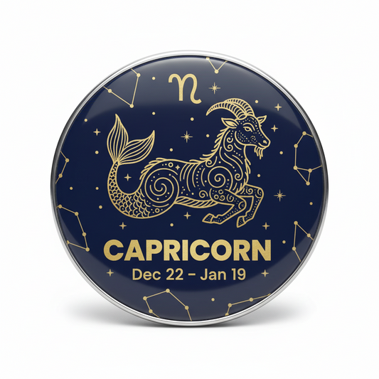 Capricorn Zodiac Sign Pin Button 2.25-inch