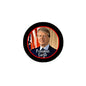 Jimmy Carter president pinback button, circular black border with photo and red ring